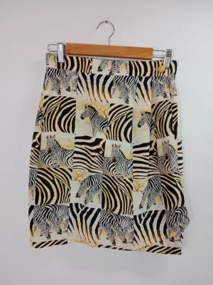 Escada silk short skirt yellow & black zebra print S