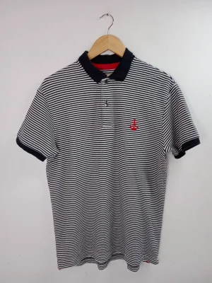 Pedro del Hierro short sleeve sailor polo navy blue & white stripes M