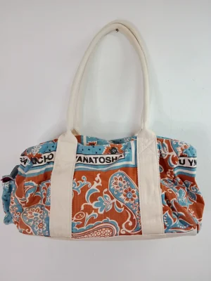 Anatoshka cotton bag cream white & blue and orange print