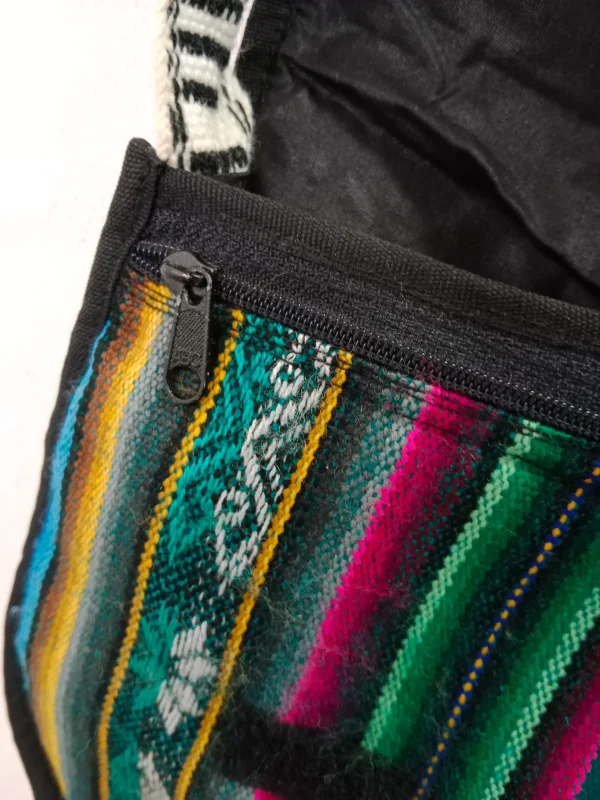 Vintage handmade bag aqua blue & black embroided - Imagen 3