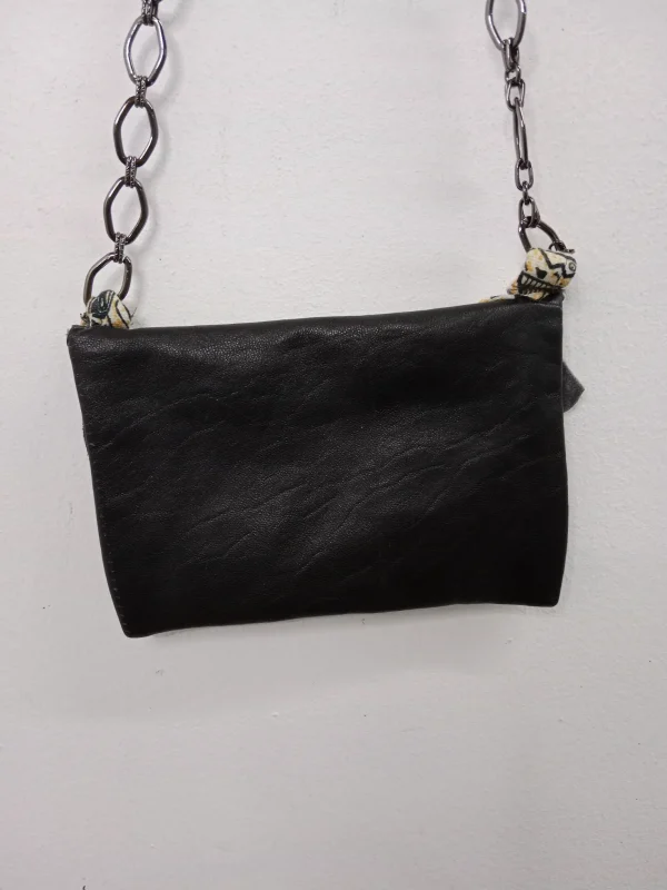 Leather vintage summer bag black & shells - Imagen 3