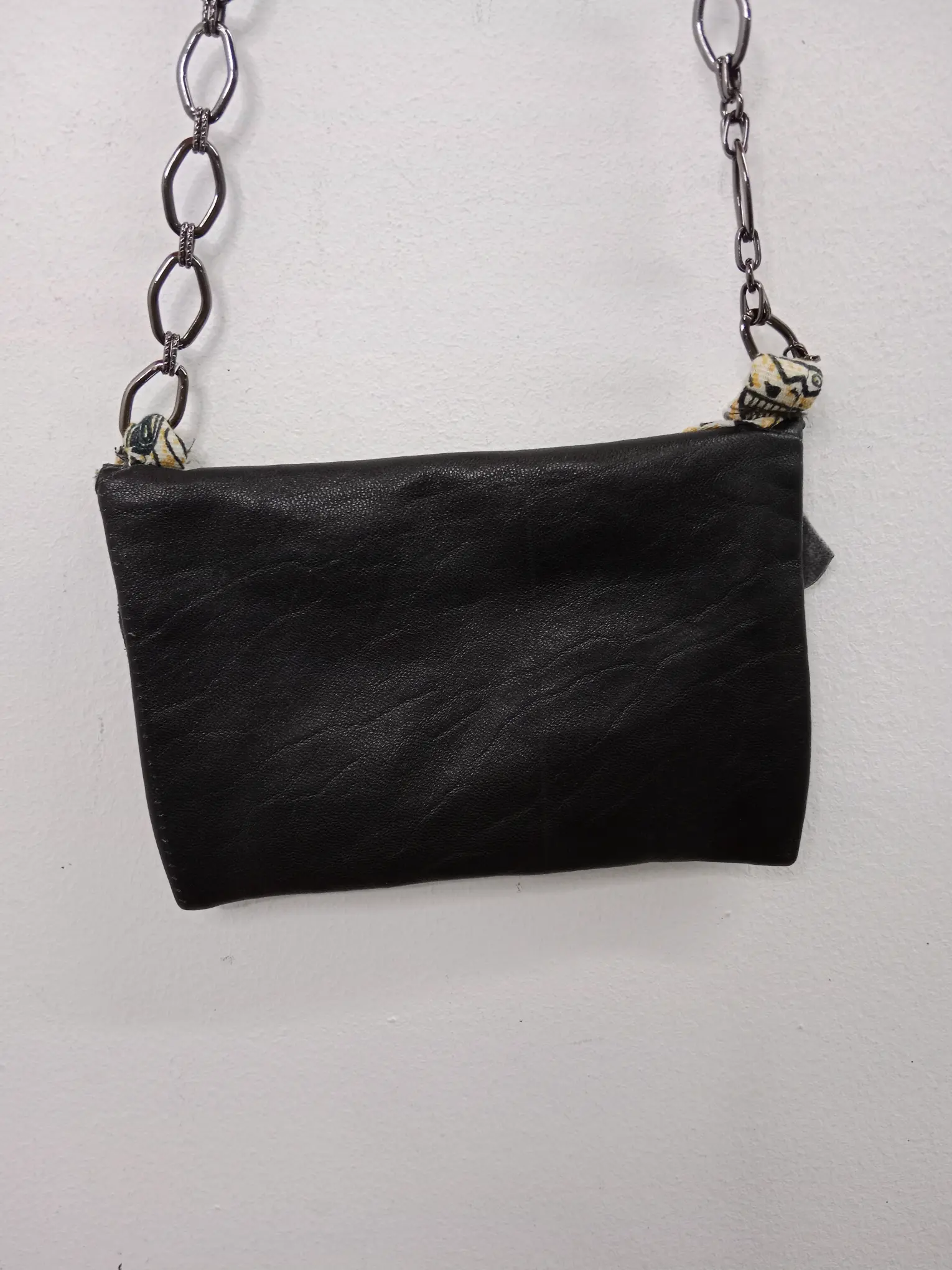 Leather vintage summer bag black & shells - Imagen 3