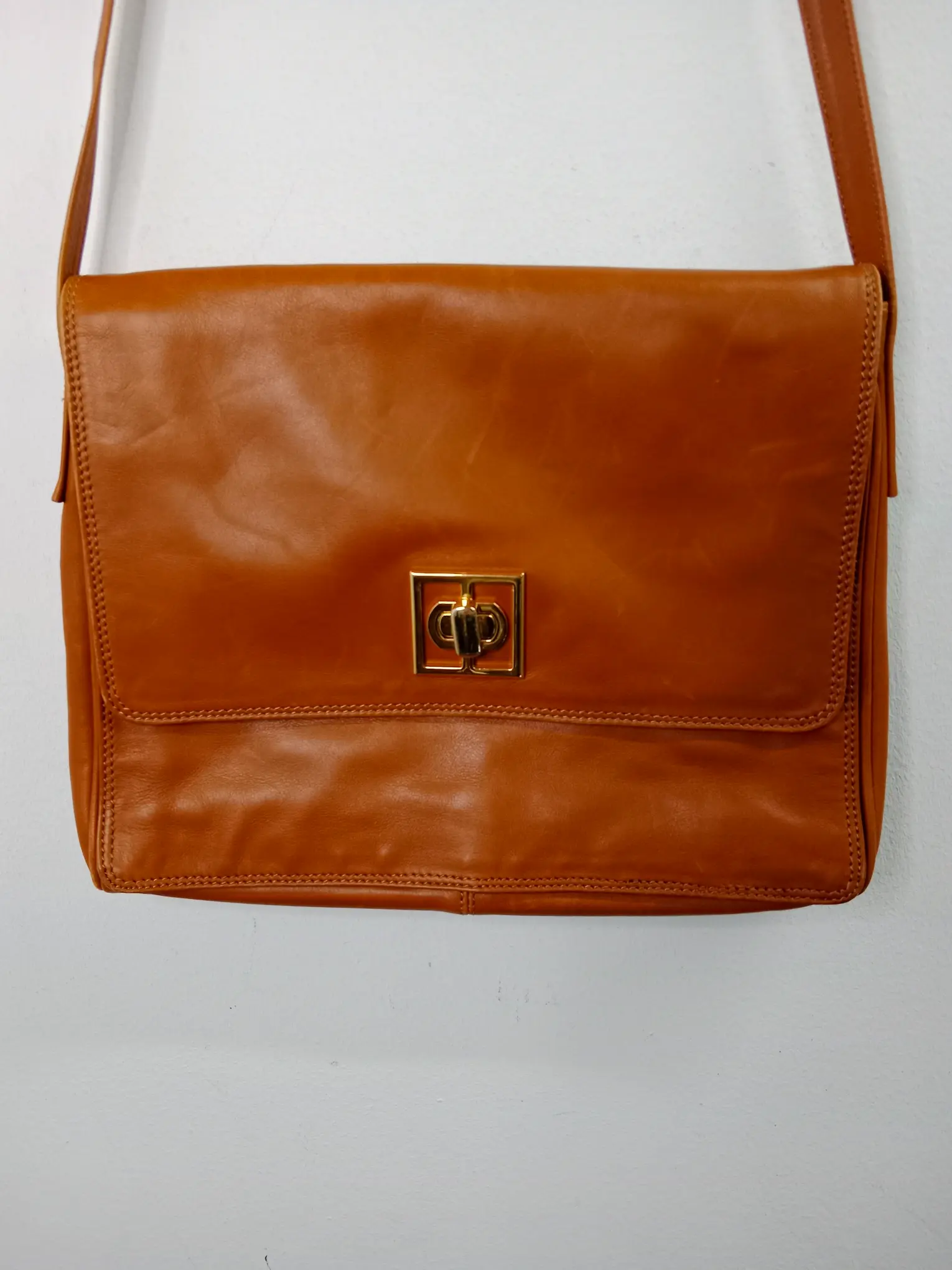 Francesco Biasia vintage leather bag camel brown