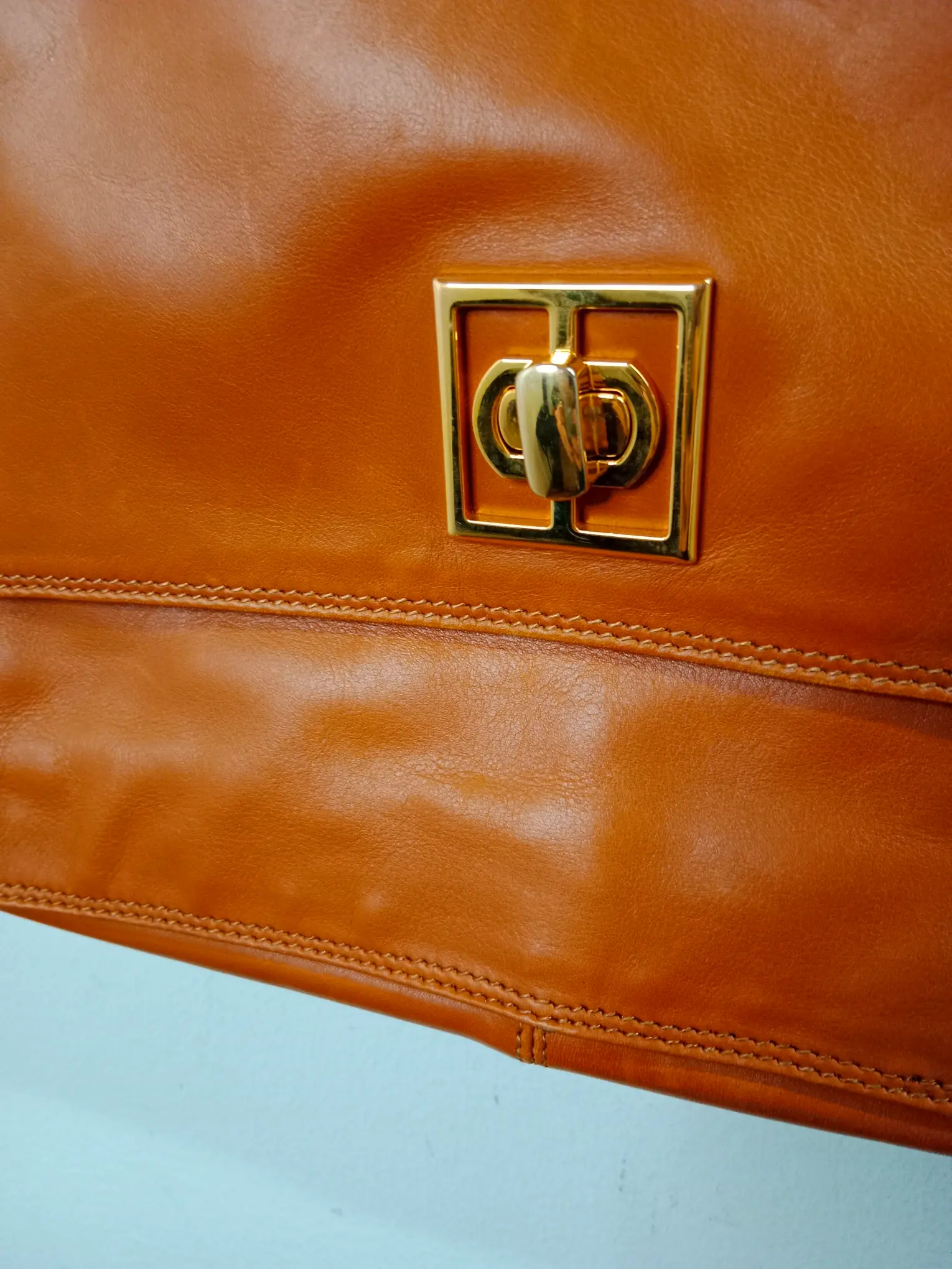 Francesco Biasia vintage leather bag camel brown - Imagen 3