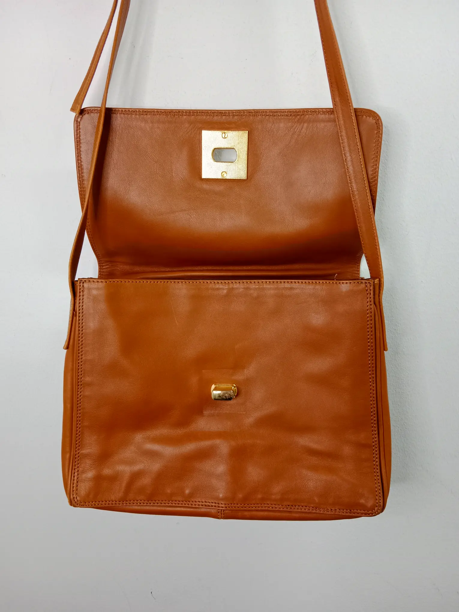 Francesco Biasia vintage leather bag camel brown - Imagen 4