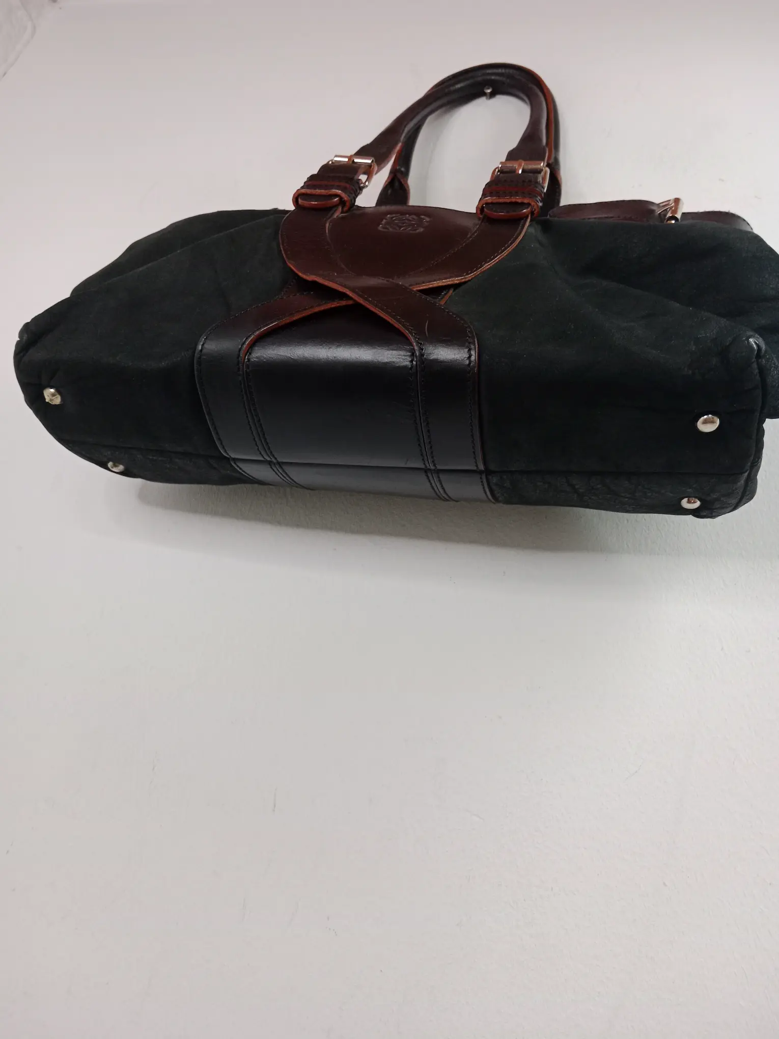 Loewe leather bag black & dark brown and beige - Imagen 5