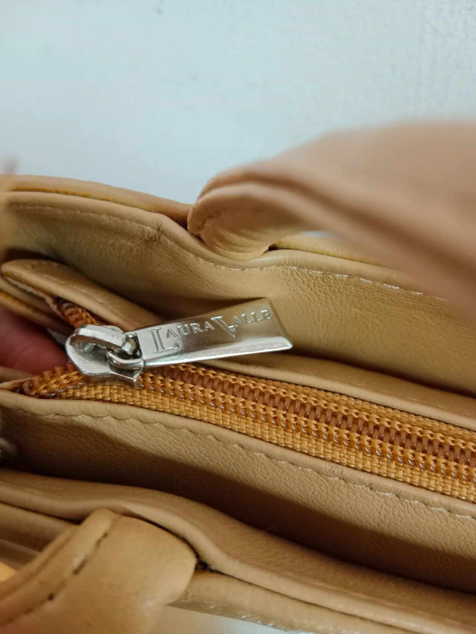 Laura Valle vintage leather bag beige - Imagen 5