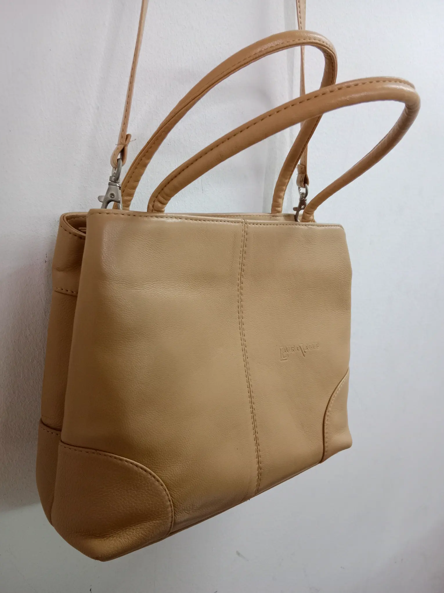 Laura Valle vintage leather bag beige - Imagen 3