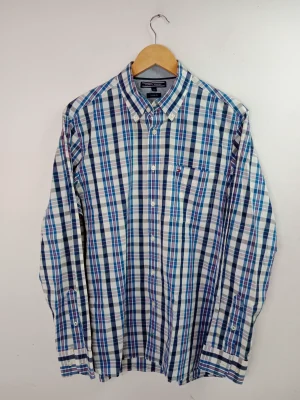 Tommy Hilfiger camisa azul y blanca a cuadros M