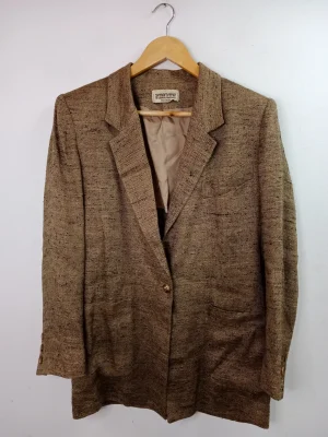 Georges Rech americana de lino marrón jaspeado vintage 80s XL