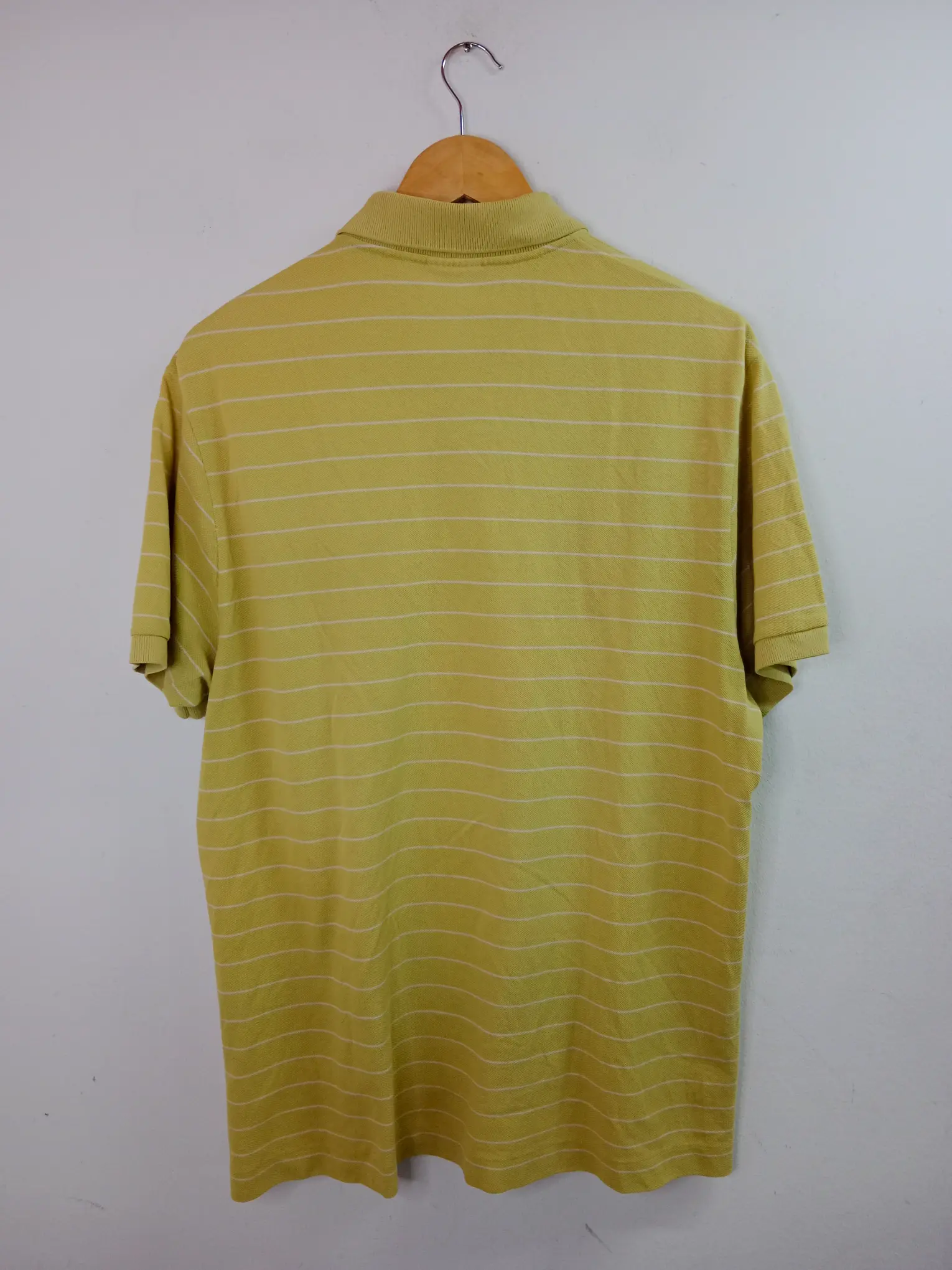 Lacoste short sleeve polo yellow green & striped L XL - Imagen 3