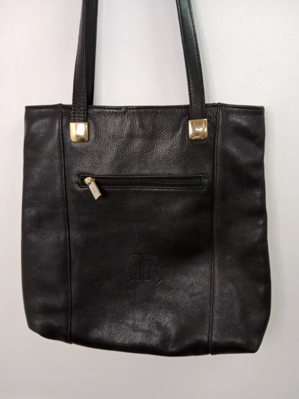 Vintage leather crossbody bag black - Imagen 2