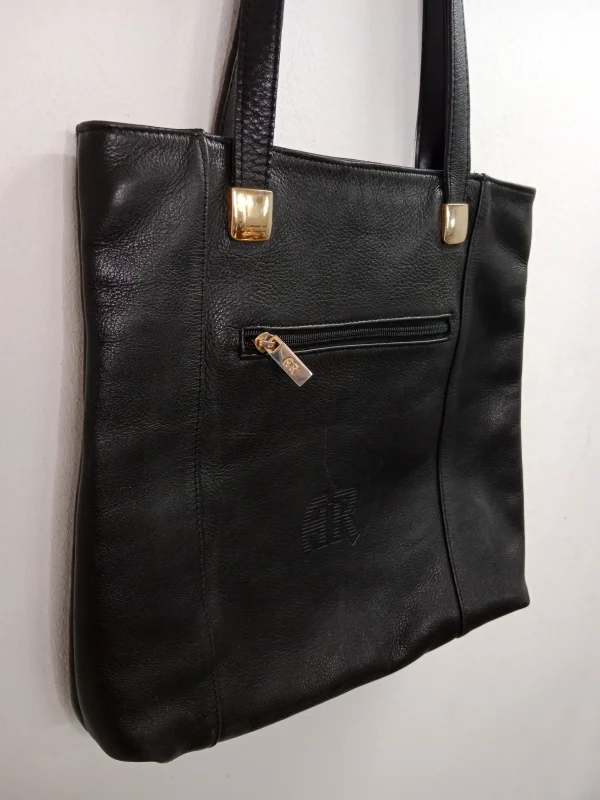 Vintage leather crossbody bag black - Imagen 4