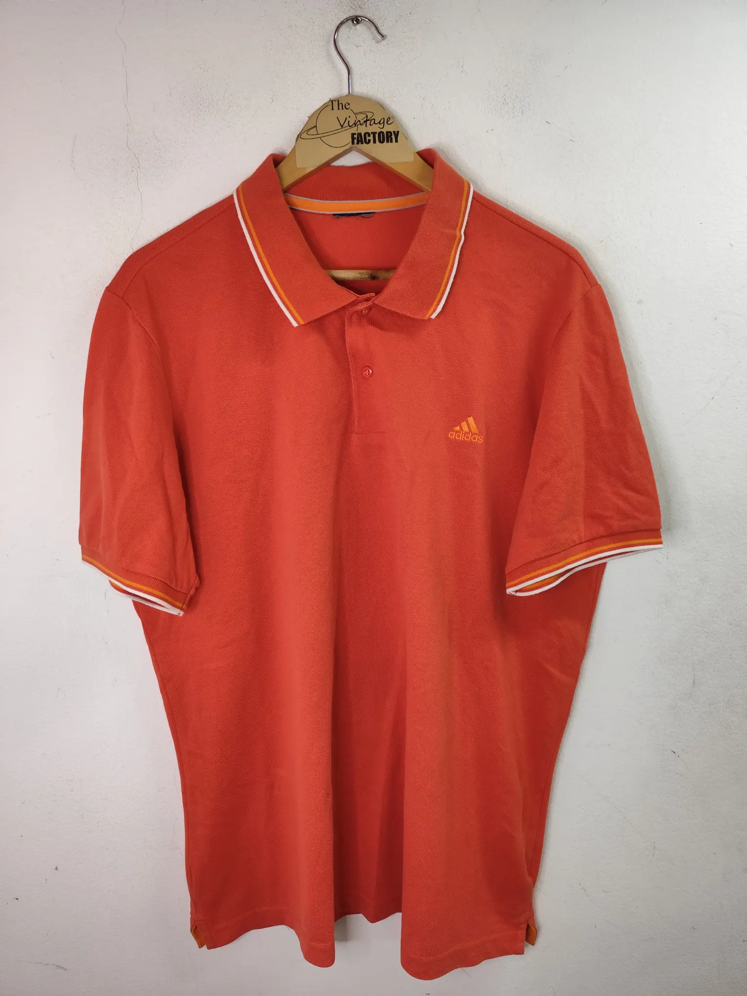 Adidas short sleeve polo orange & embroided logo L XL