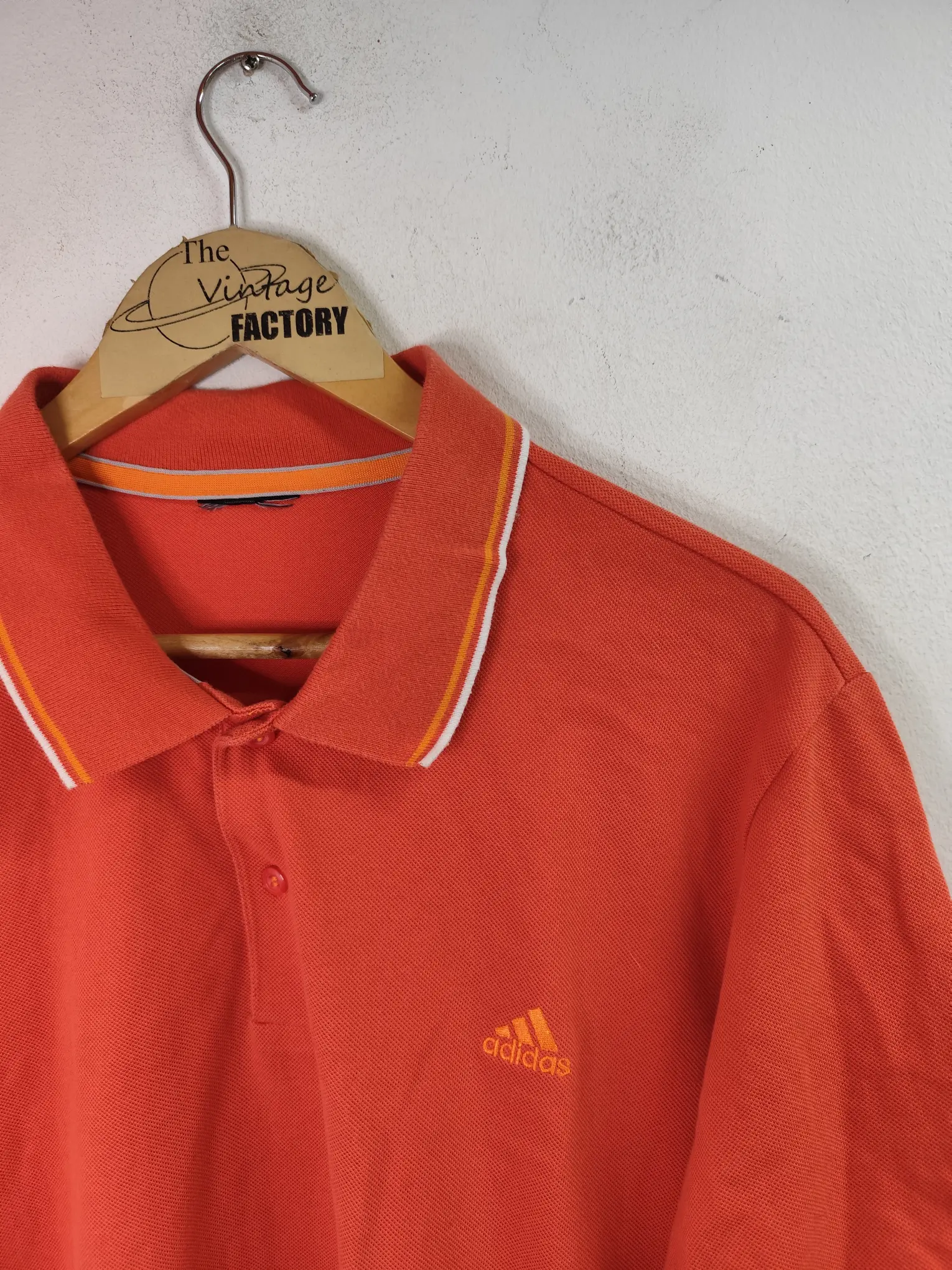 Adidas short sleeve polo orange & embroided logo L XL - Imagen 2