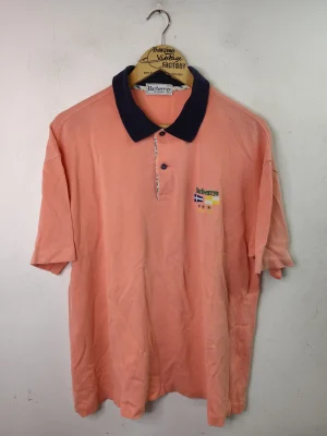 Burberrys vintage polo pale orange & embroided logo XXL