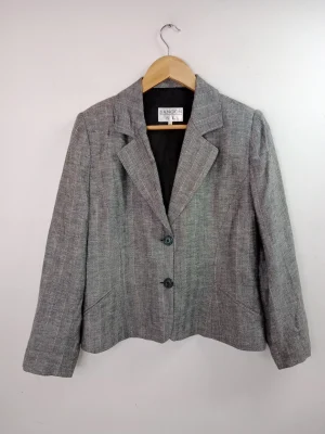 Americana de lino gris jaspeada vintage 90s L XL