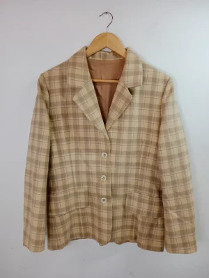 Americana beige a cuadros vintage 90s L XL