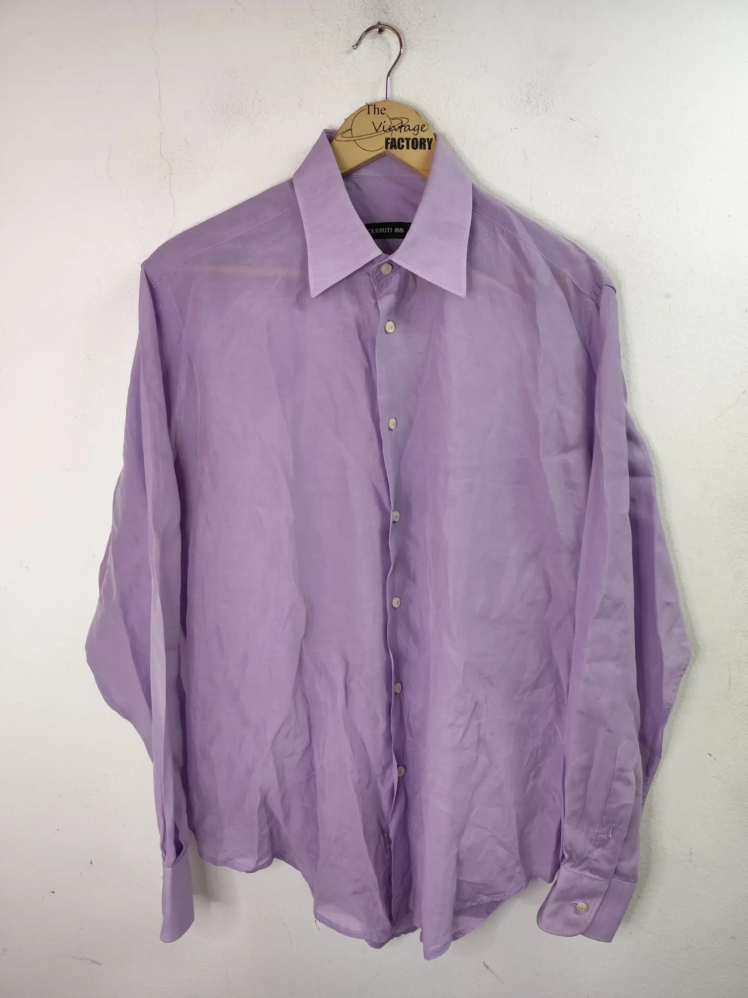 Nino Cerruti long sleeve shirt pastel lilac M L Barcino Vintage