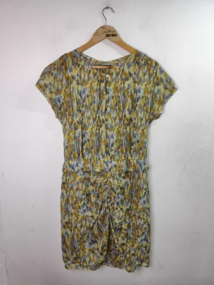 Bimba y Lola vestido playero verde caqui estampado S M