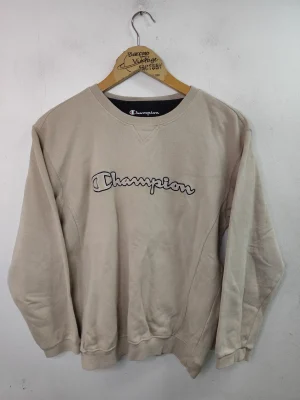 Champion sudadera beige logo bordado XS S