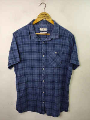 Billabong camisa azul oscuro a cuadros L