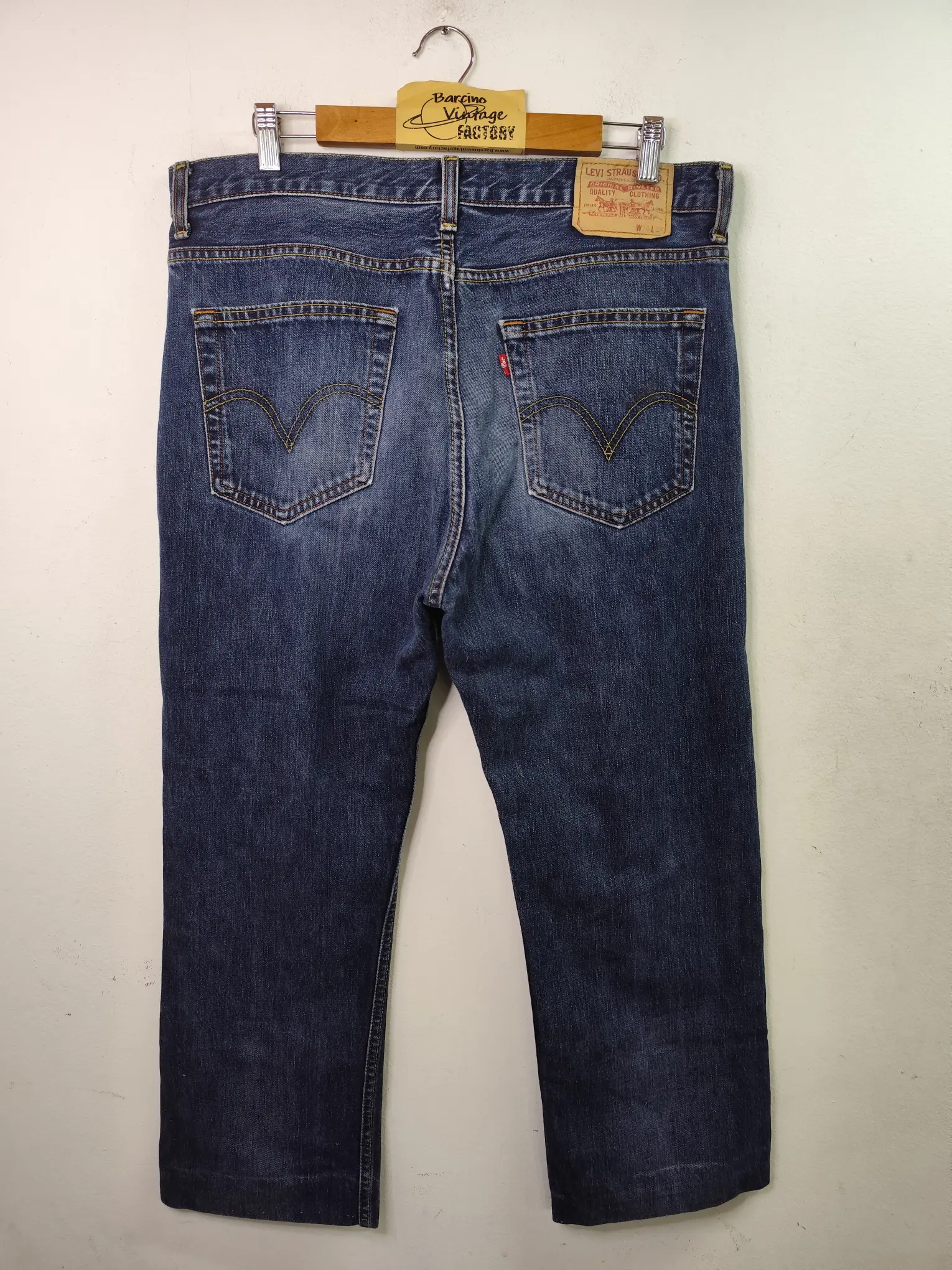 Levi's 752 vintage 90s denim pants navy blue & straight L XL - Imagen 3