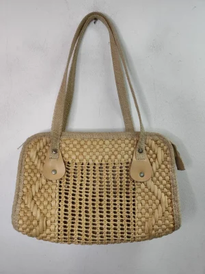 Vintage 90s wicker shopper bag beige