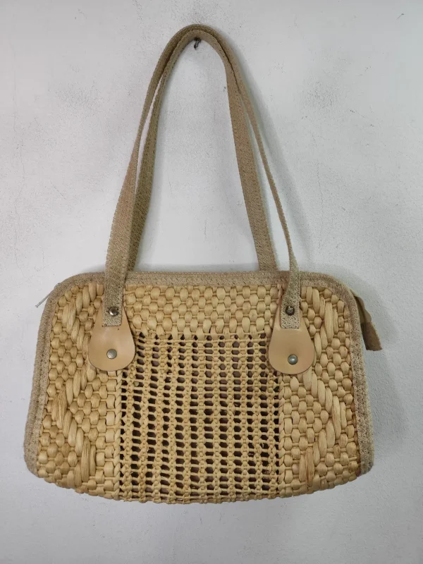Vintage 90s wicker shopper bag beige