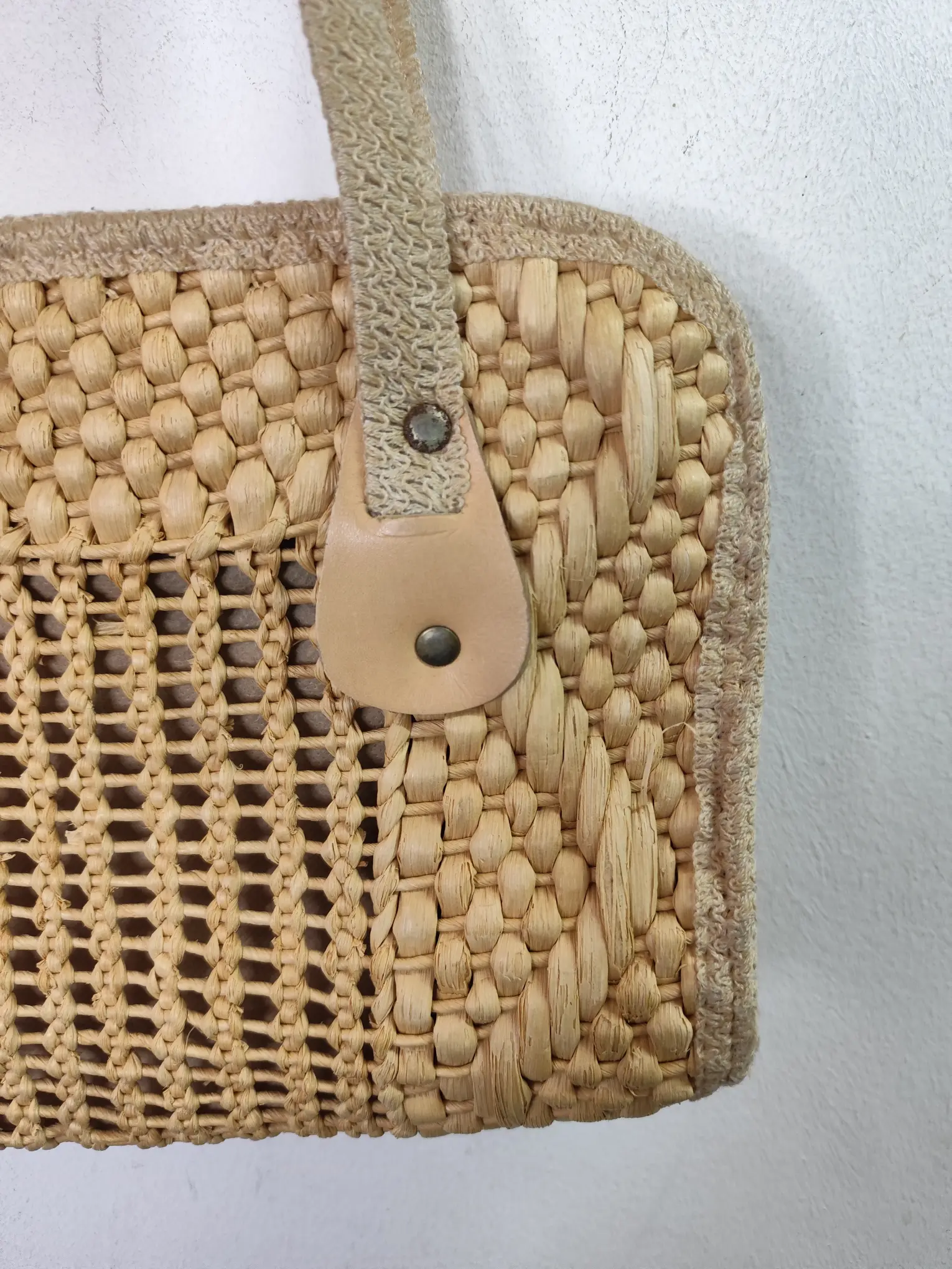 Vintage 90s wicker shopper bag beige - Imagen 2