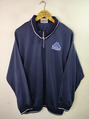 Kappa sudadera azul marino bordada media cremallera vintage 90s XL