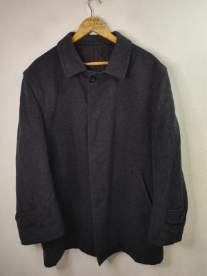 Wool loden sailor coat dark grey midi vintage 90s L