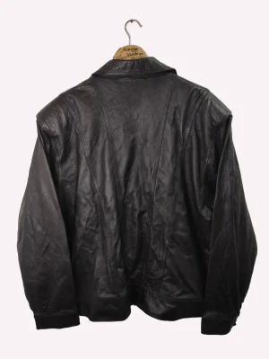 Chaqueta de piel cuero biker negra vintage 80s tienda comprar ropa vintage Barcelona España