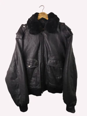 Chaqueta de piel cuero biker negra vintage 80s tienda comprar ropa vintage Barcelona España