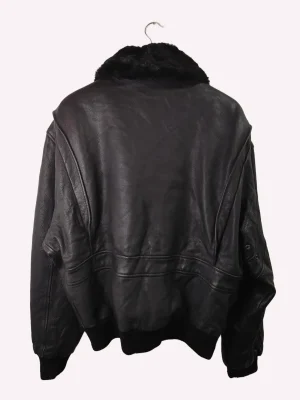 Chaqueta de piel cuero biker negra vintage 80s tienda comprar ropa vintage Barcelona España